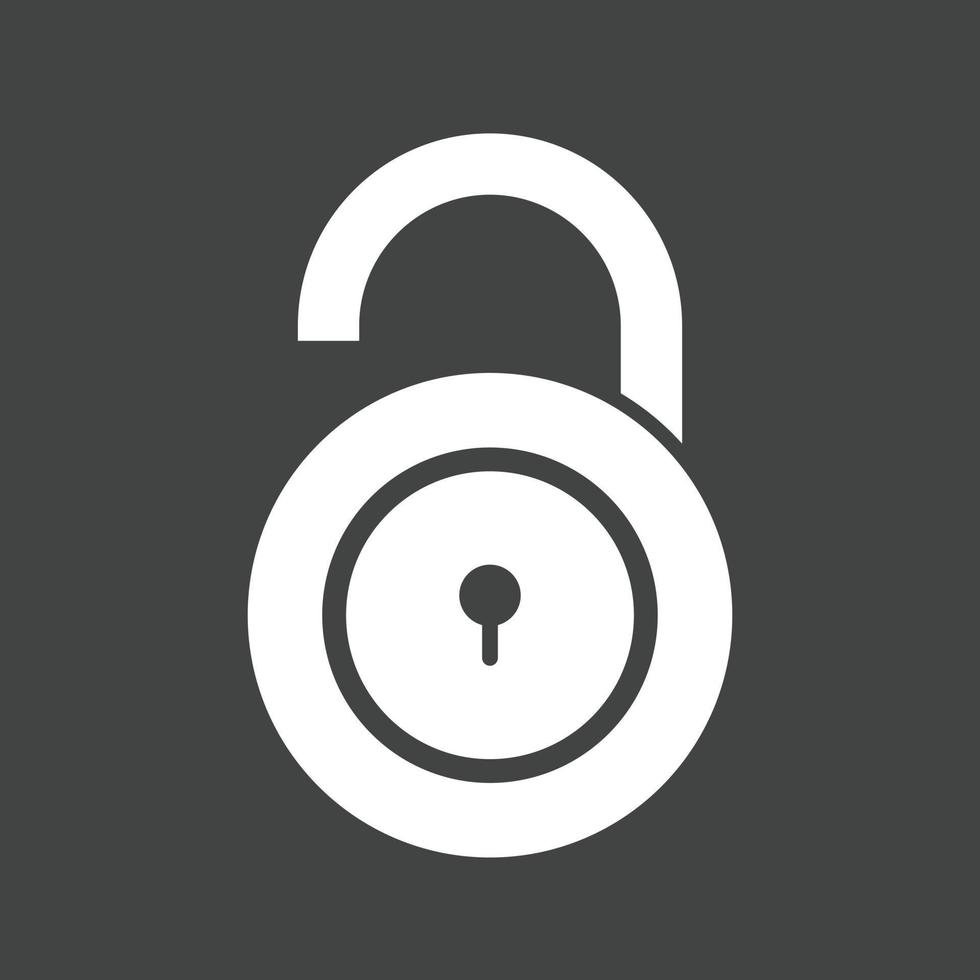 Open Lock II Glyph Inverted Icon vector