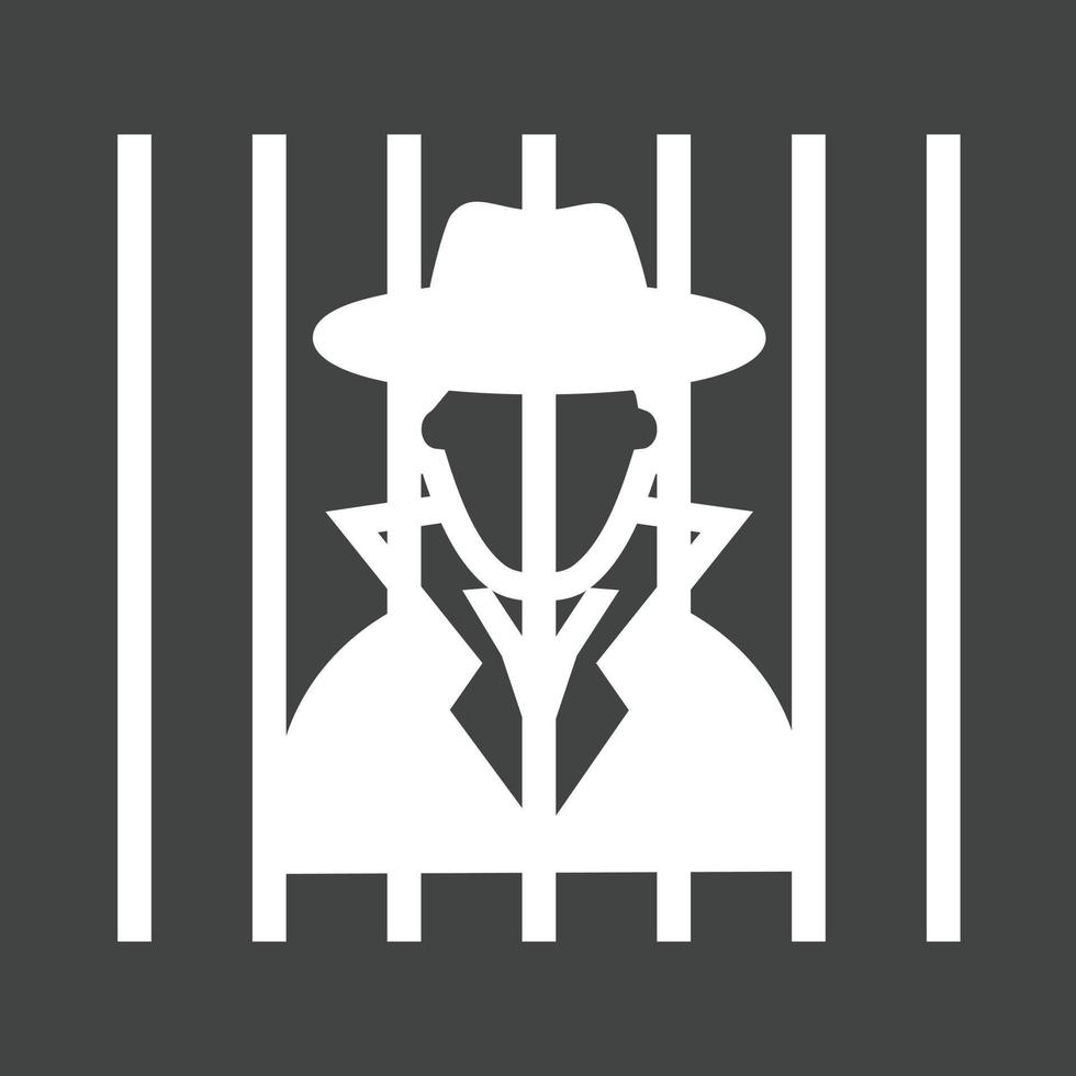 Criminal behind bars Glyph Inverted Icon vector