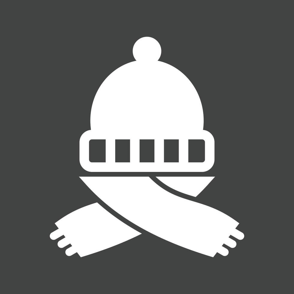 Warm Cap and Scarf Glyph Inverted Icon vector