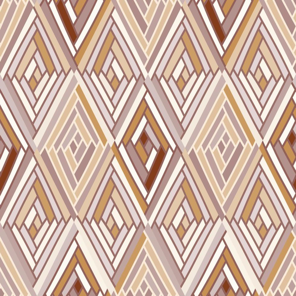 Zig zag tile ornament. Hand drawn rhombus mosaic seamless pattern. Vintage boho background. vector