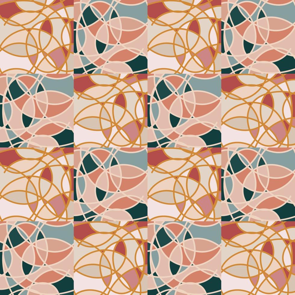 Decorative stained glass mosaic tile ornament. Circle kaleidoscope seamless pattern. vector