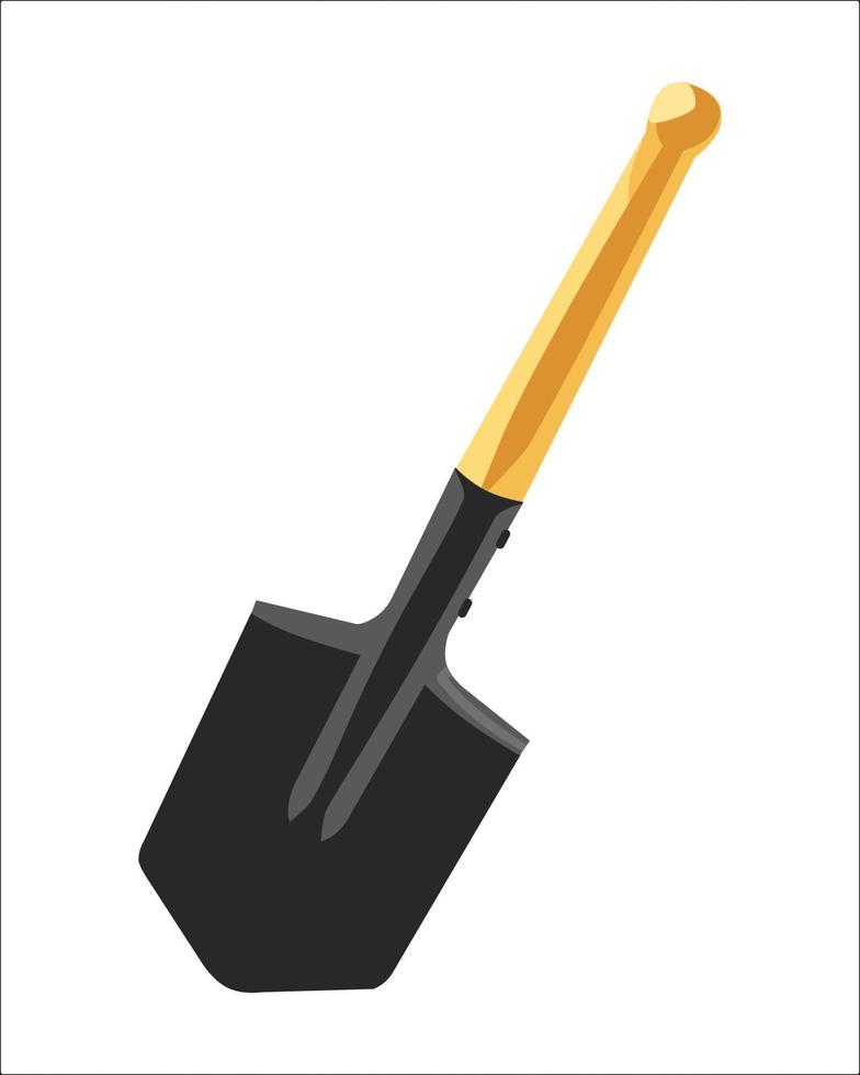 Vector Illustration of Gardening Shovel with Steel Reinforced Fiberglass Handle, Cushioned D Grip and Sharp Hardened Steel Blade isolated