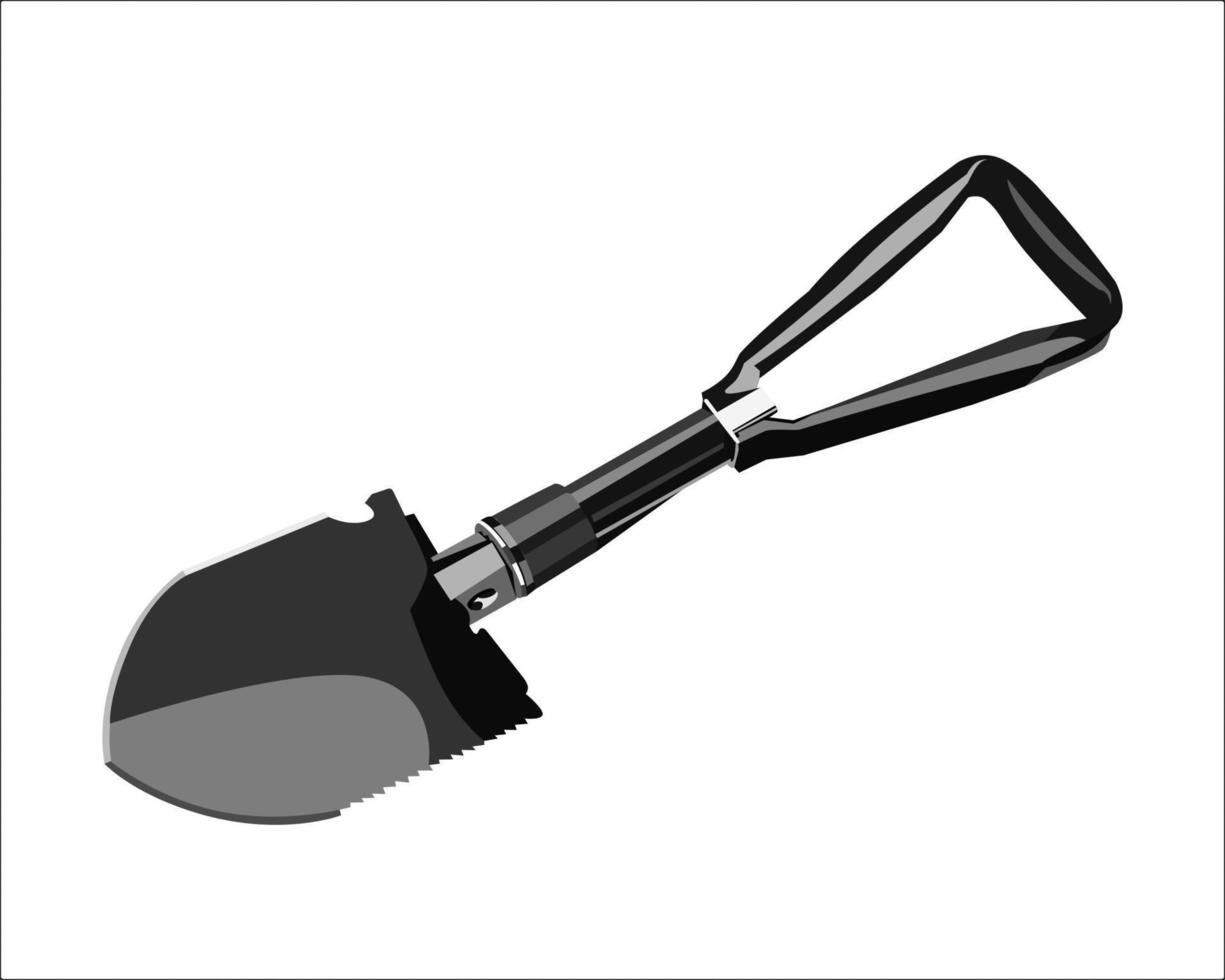 Vector Illustration of Gardening Shovel with Steel Reinforced Fiberglass Handle, Cushioned D Grip and Sharp Hardened Steel Blade isolated