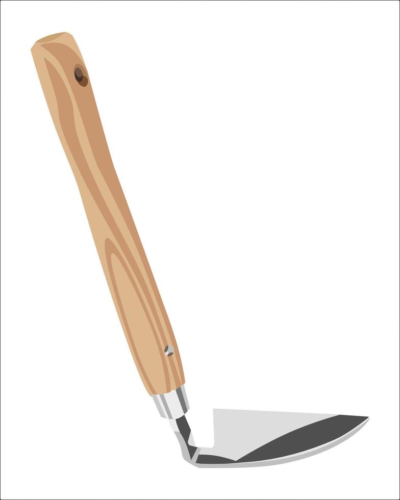 Vector Illustration Weeding Hoe isolated on white background. Carpentry hand tools.