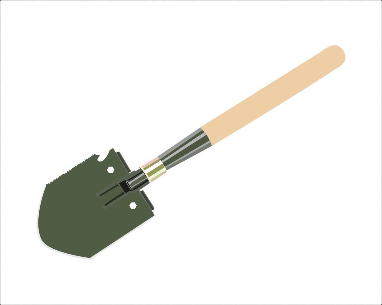 Vector Illustration of Gardening Shovel with Steel Reinforced Fiberglass Handle, Cushioned D Grip and Sharp Hardened Steel Blade isolated