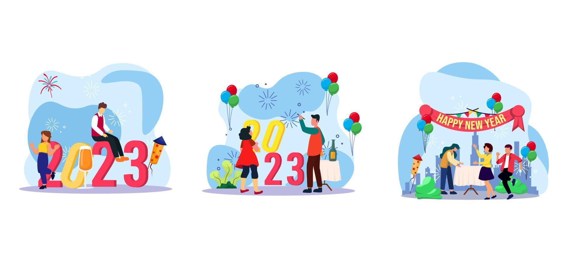 Welcome 2023 Flat Bundle Design vector