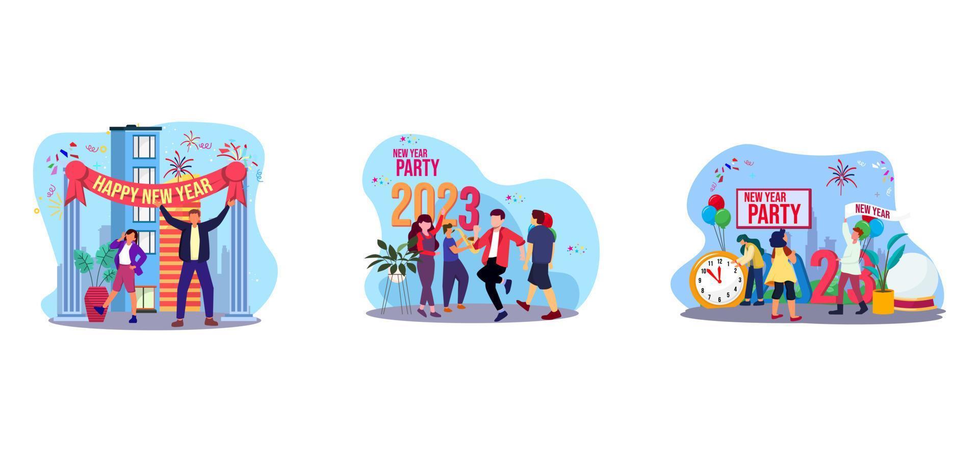 Welcome 2023 Year Flat Bundle Design vector