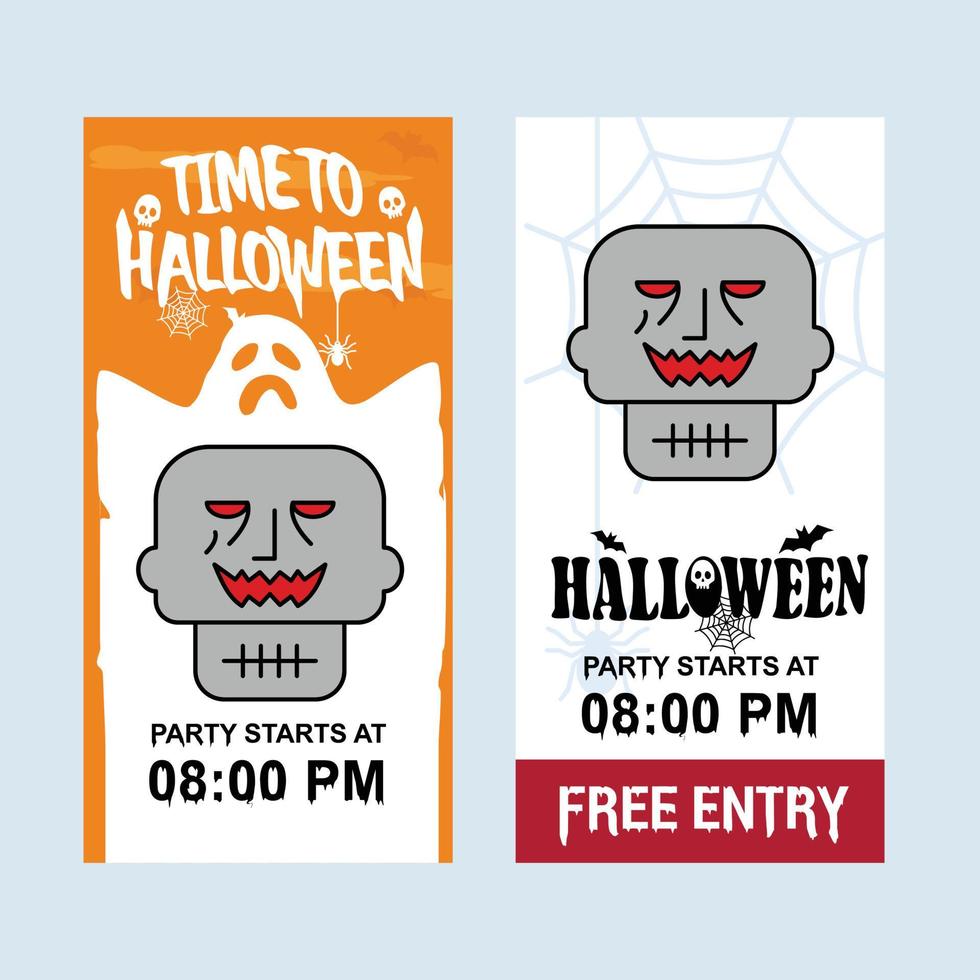 Happy Halloween invitation design with skull vector