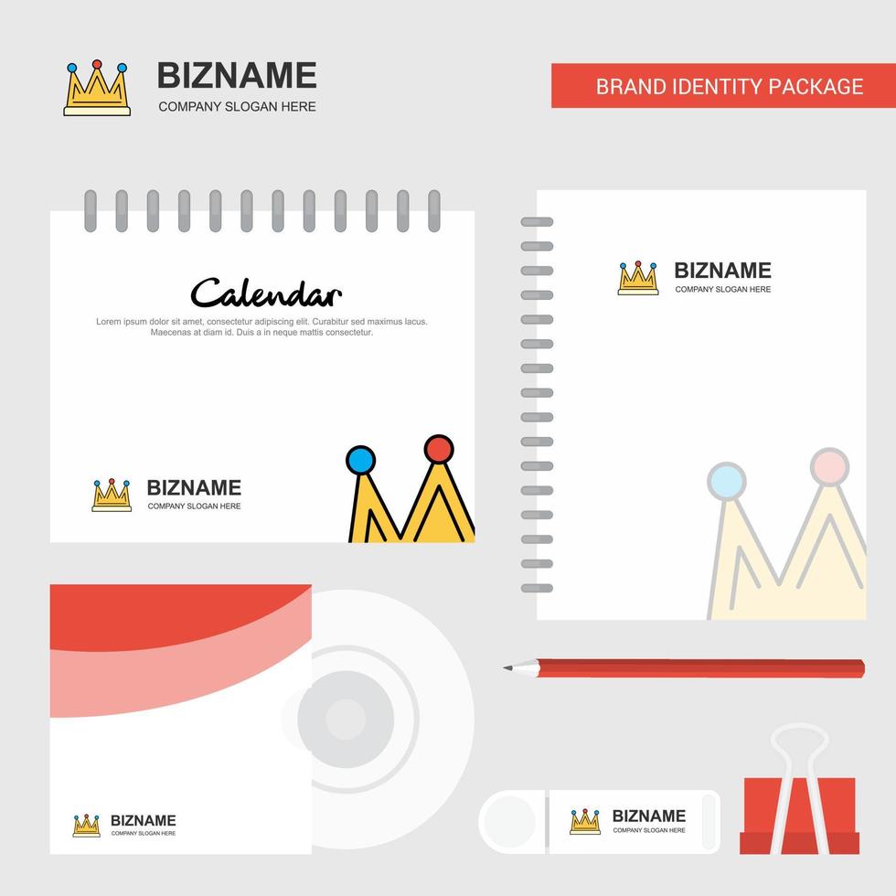 Crown Logo Calendar Template CD Cover Diary and USB Brand Stationary Package Design Vector Template
