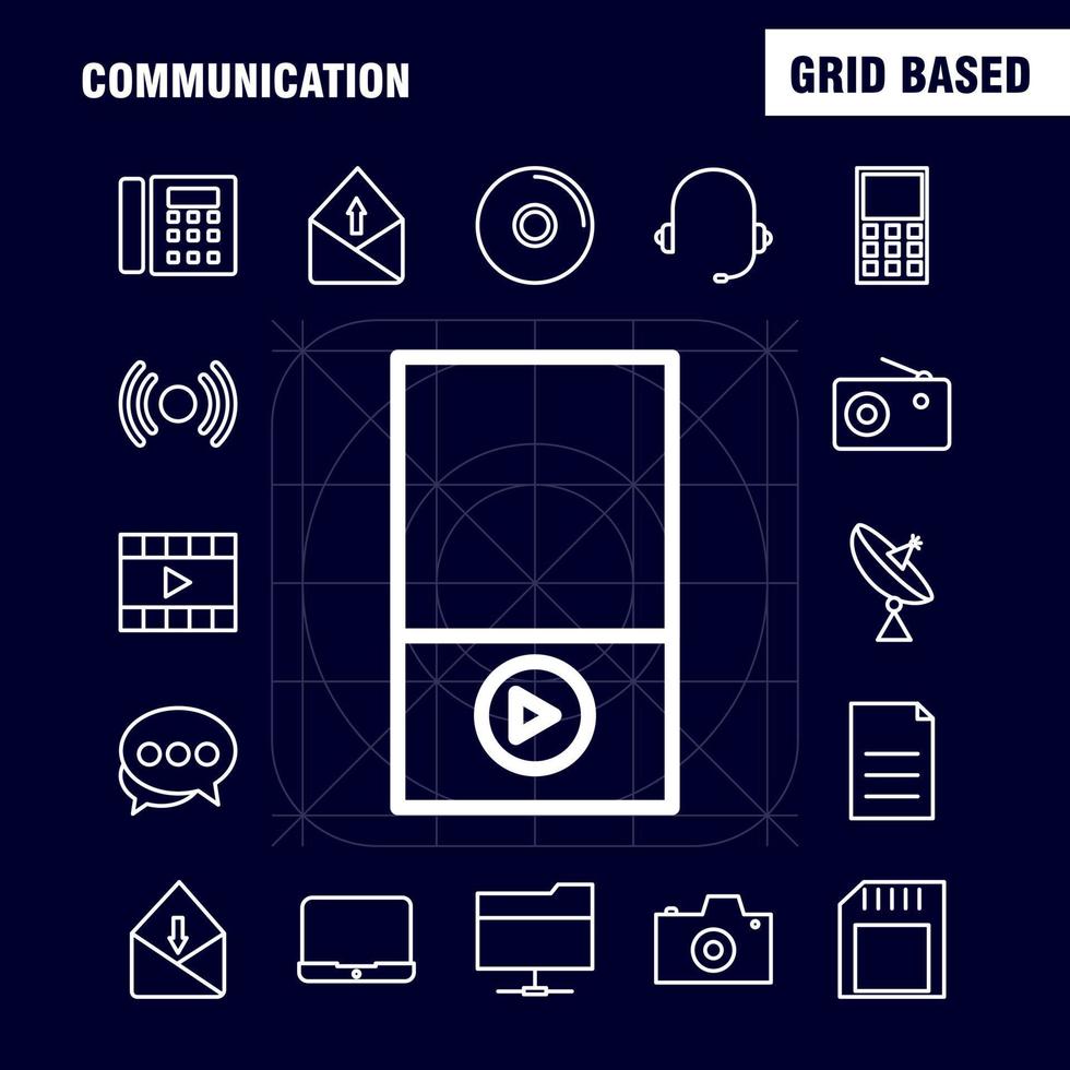Communication Line Icons Set For Infographics Mobile UXUI Kit And Print Design Include Laptop Computer Device Electronics Mobile Chat Sms Communication Collection Modern Infographic Logo a vector