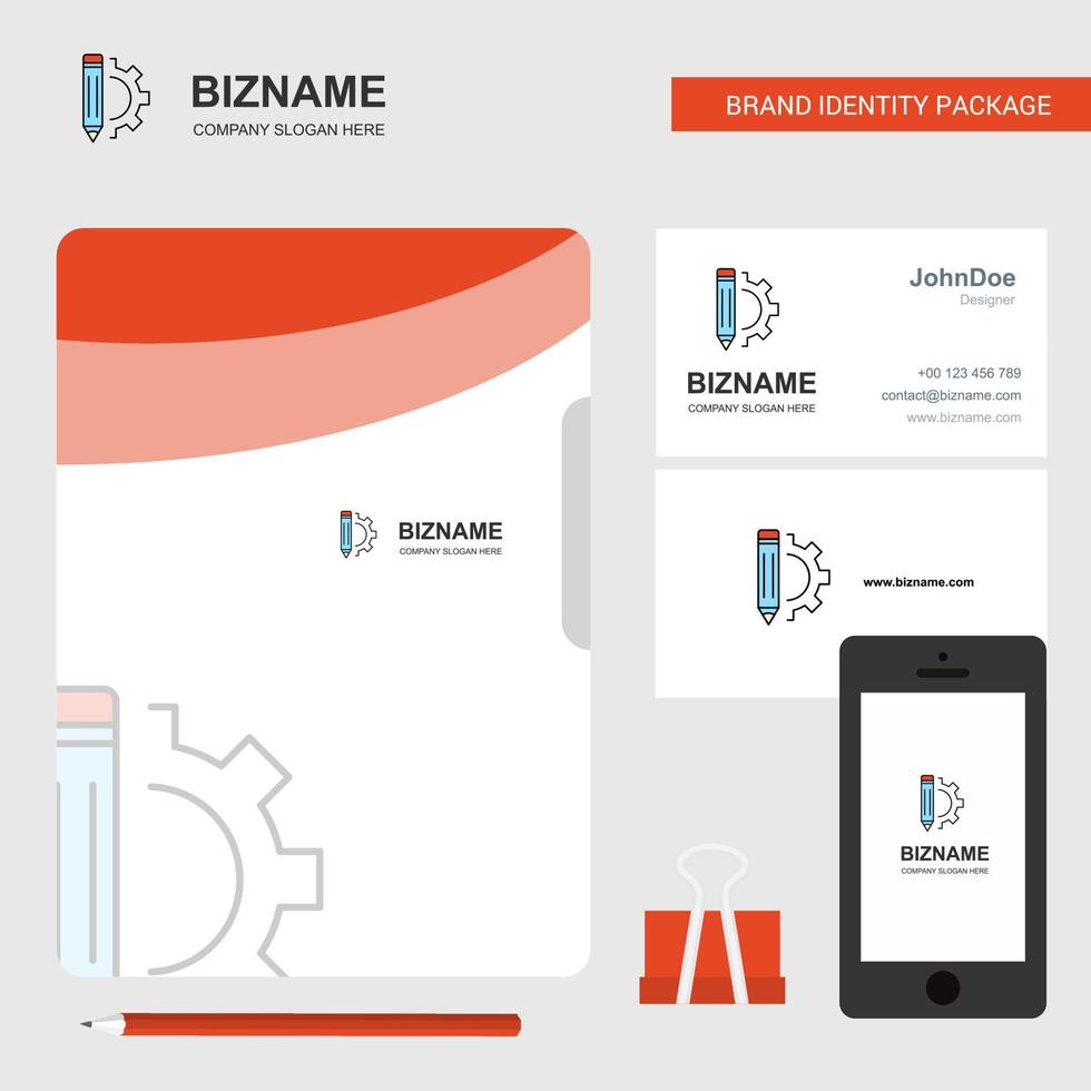 Pencil Business Logo File Cover Visiting Card and Mobile App Design Vector Illustration