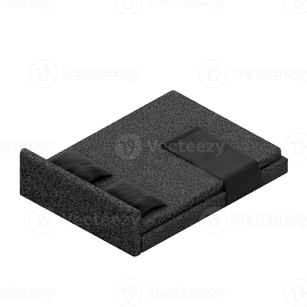Isometric Bedroom 3D render png