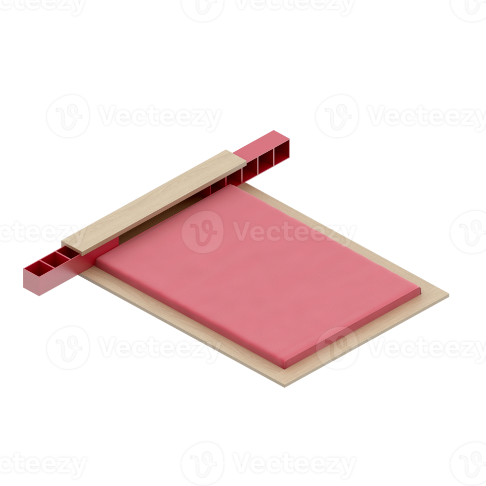 Isometric Bedroom 3D render png