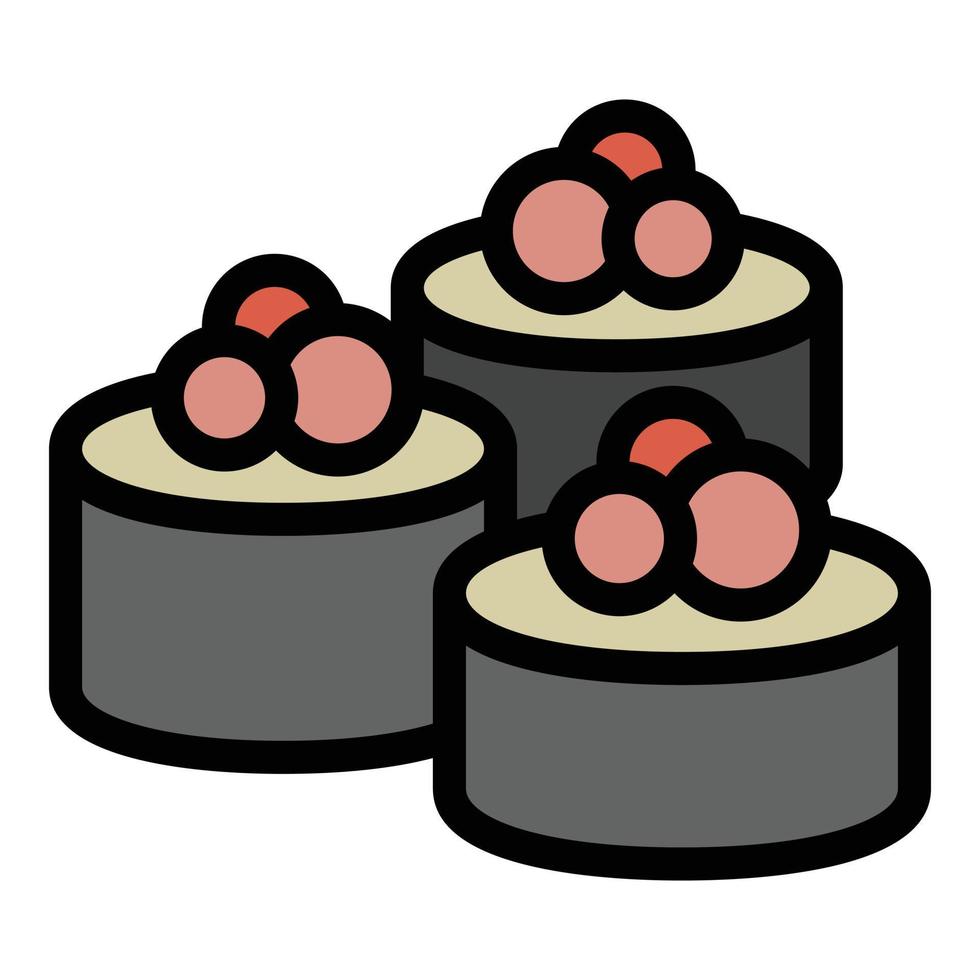 Caviar sushi roll icon, outline style vector