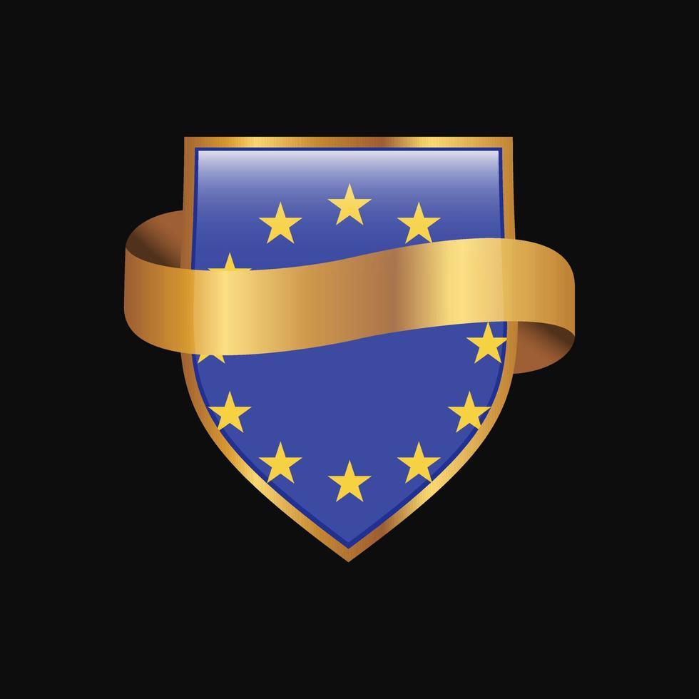 European Union flag Golden badge design vector