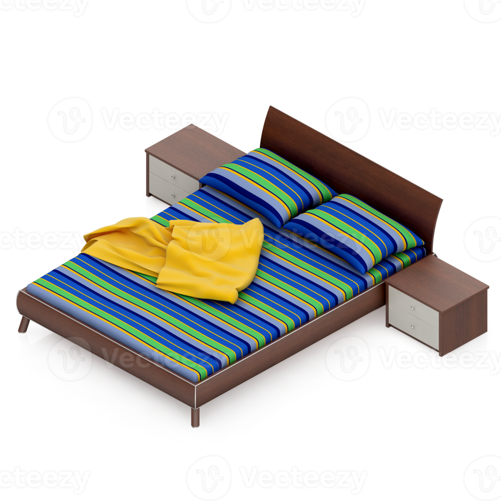 Isometric Bedroom 3D render png