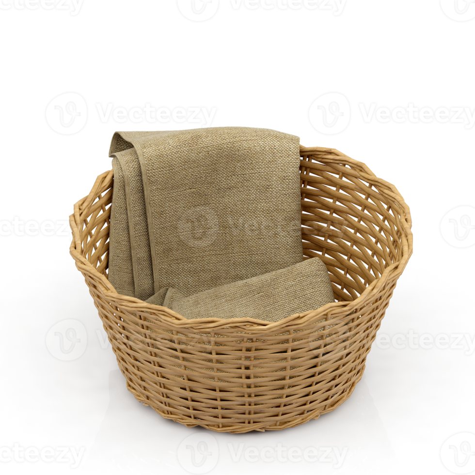 Isometric Picnic basket isolated 3D render png