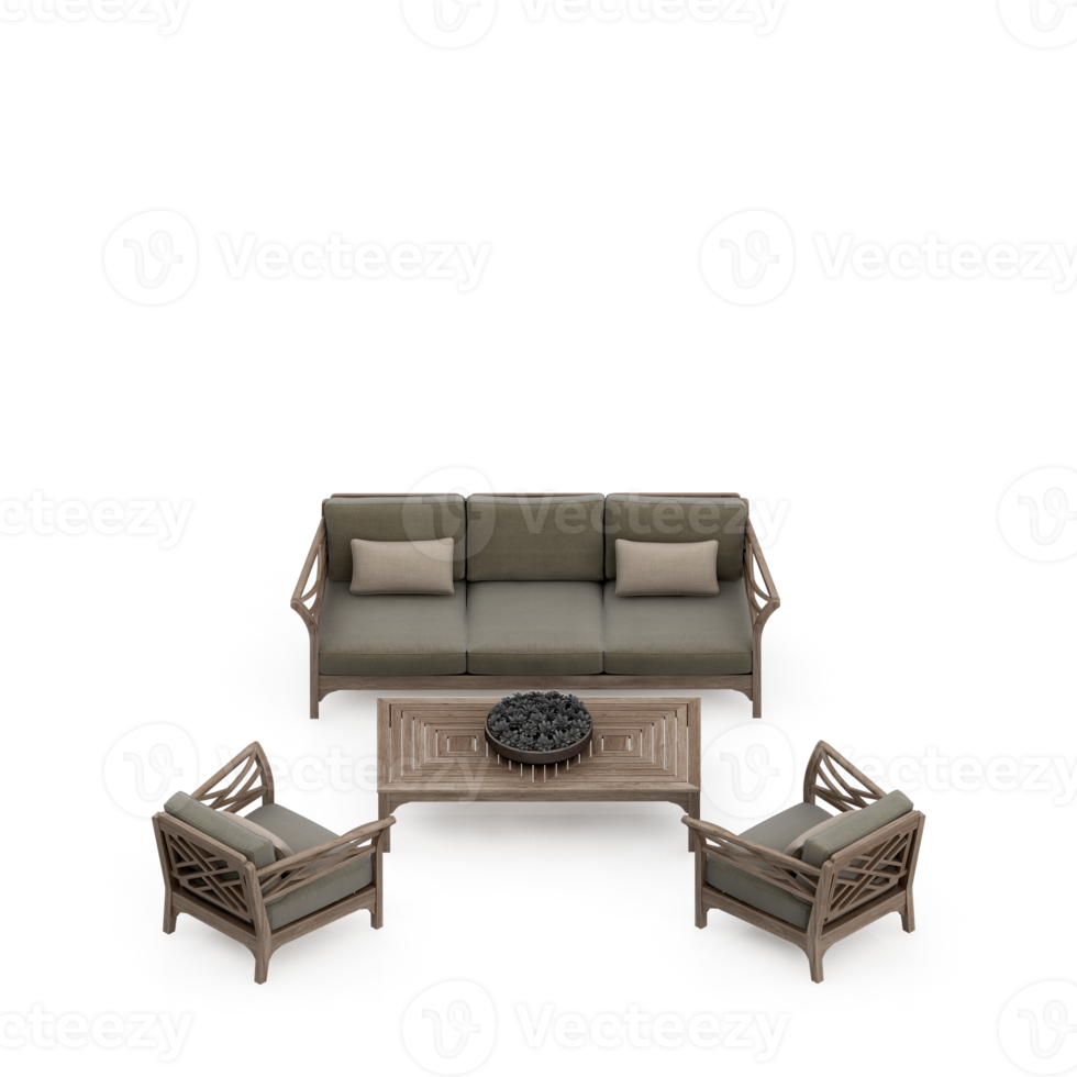 Isometric Table Set 3D render png