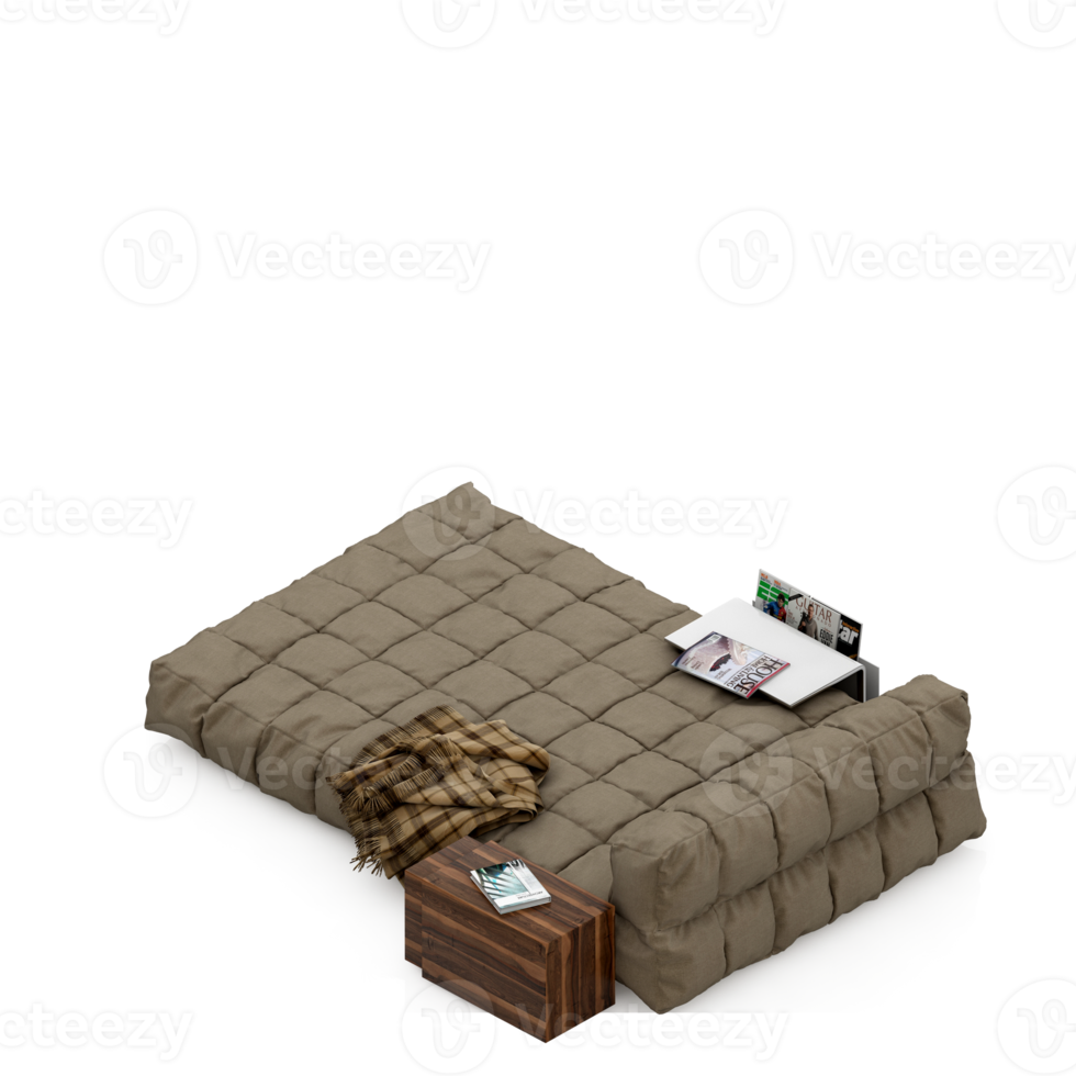 Isometric Bedroom 3D render png