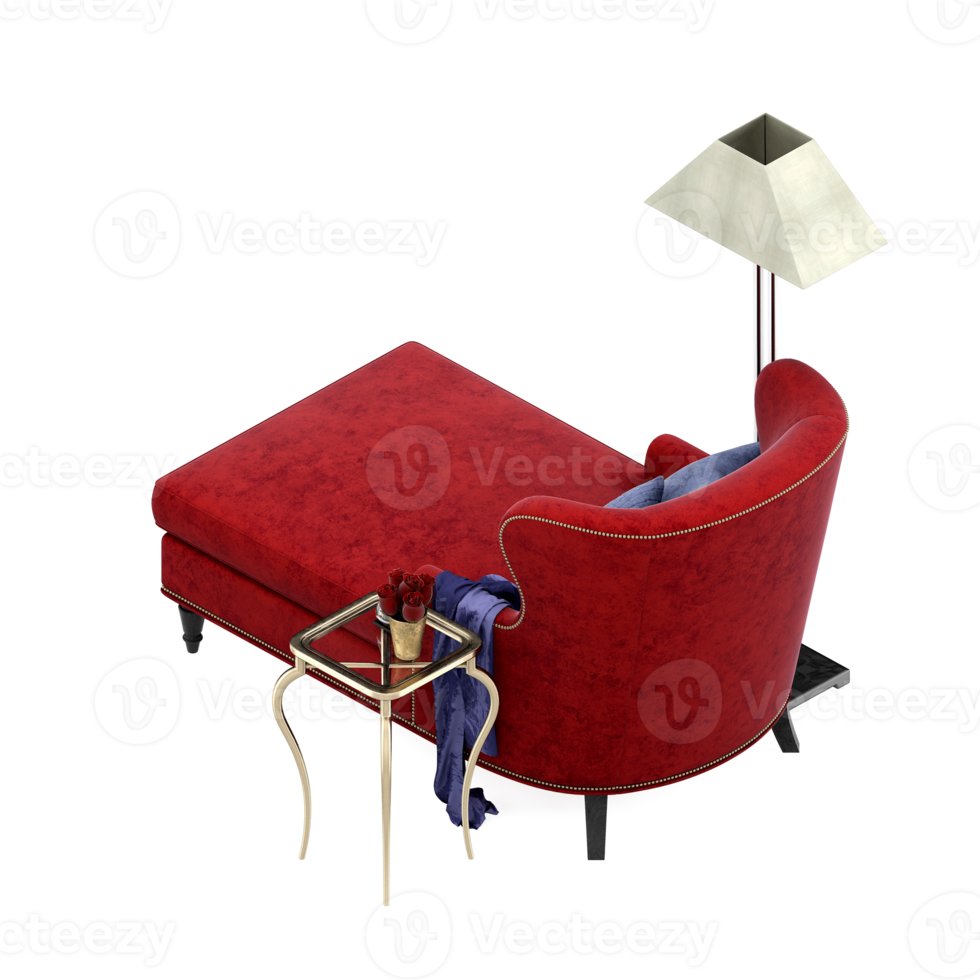Isometric Armchair Isolated 3D render png