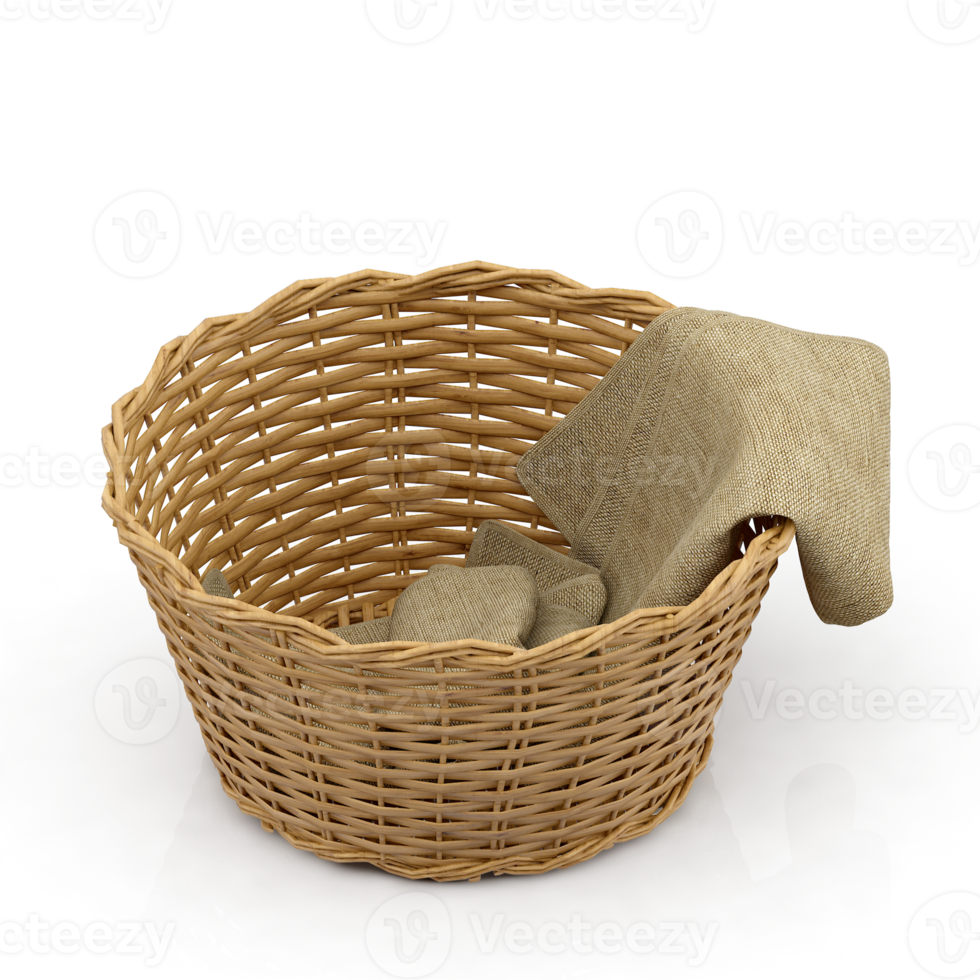 Isometric Picnic basket isolated 3D render png