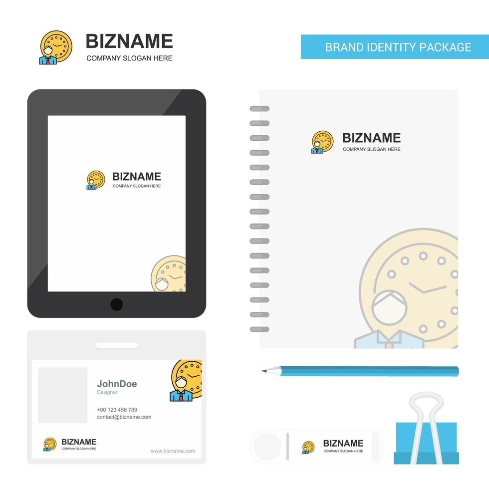 Deadline Business Logo Tab App Diary PVC Employee Card and USB Brand Stationary Package Design Vector Template