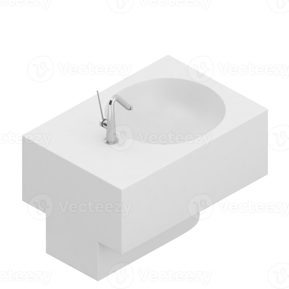 Isometric bathroom items 3D isolated render png