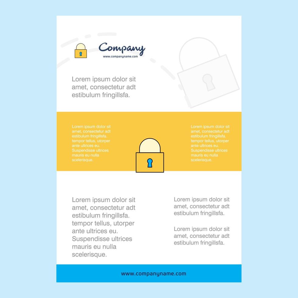 Template layout for Locked comany profile annual report presentations leaflet Brochure Vector Background
