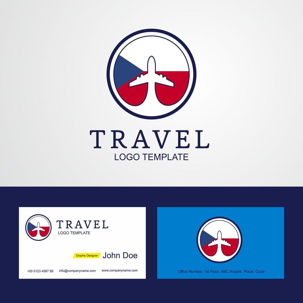 logotipo de la bandera del círculo creativo de la república checa de viaje y diseño de la tarjeta de visita vector