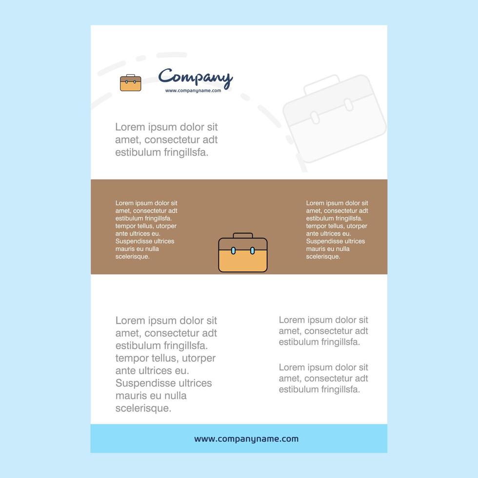 Template layout for Breifcase comany profile annual report presentations leaflet Brochure Vector Background