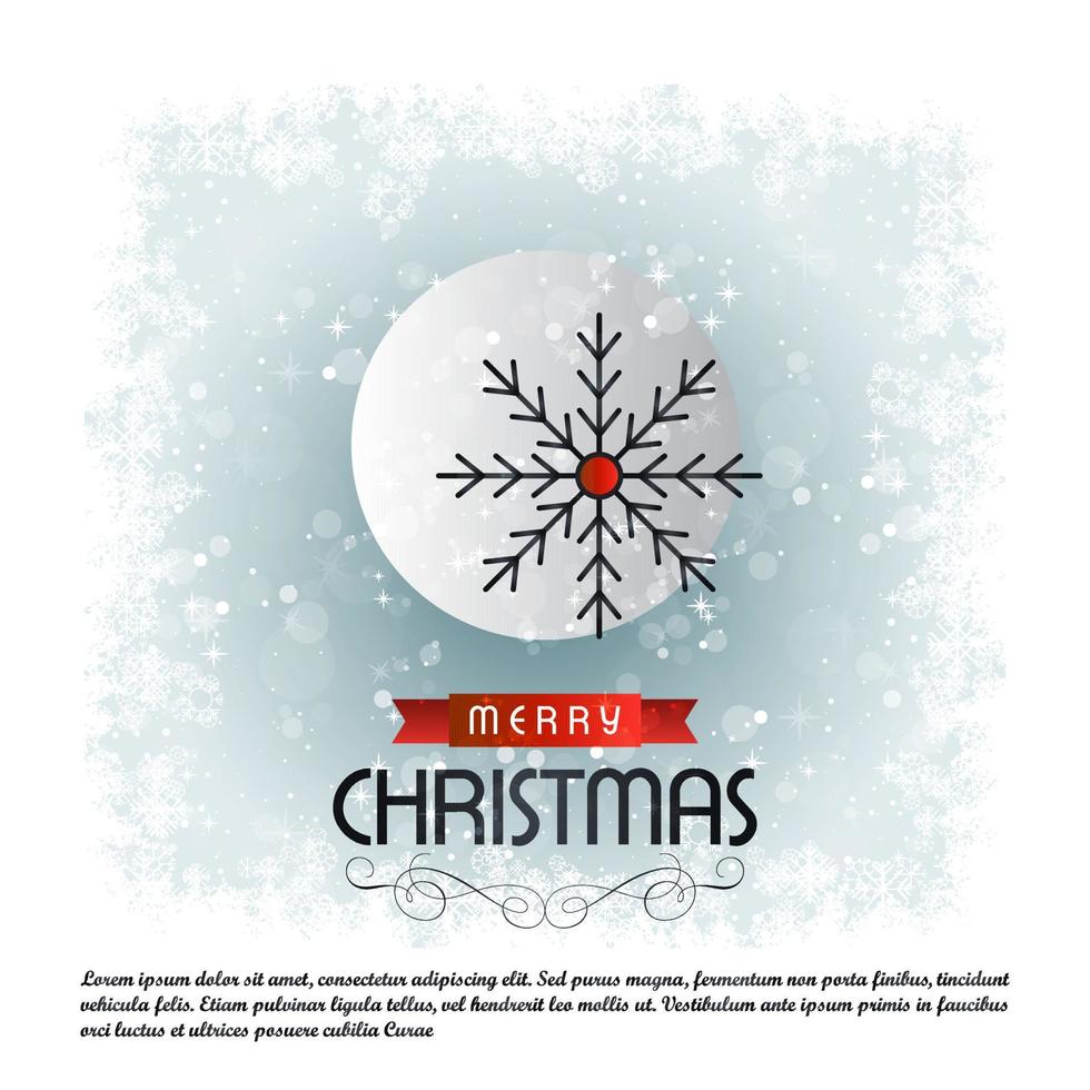 Merry Christmas card with creative design and light background vector