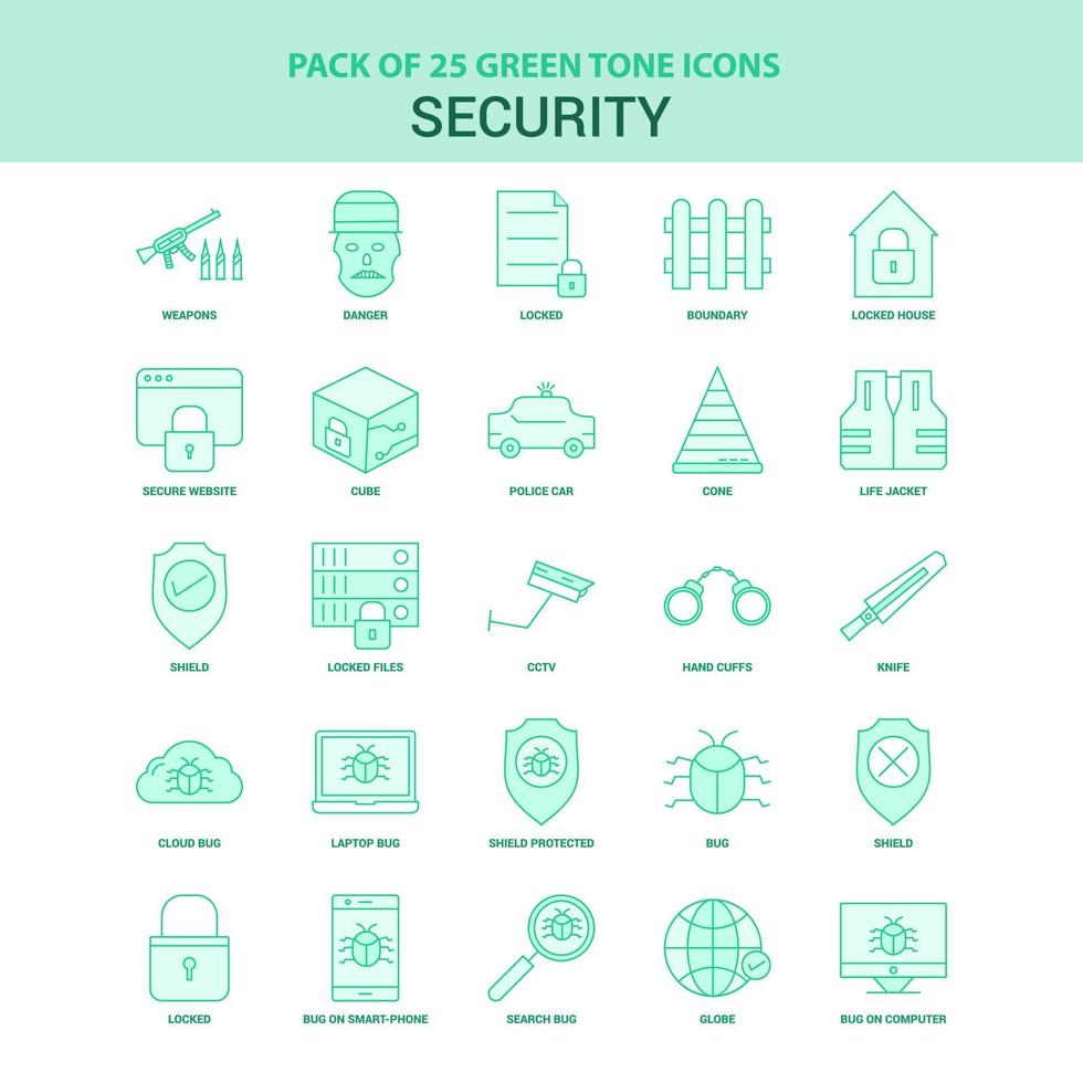 25 Green Security Icon set vector