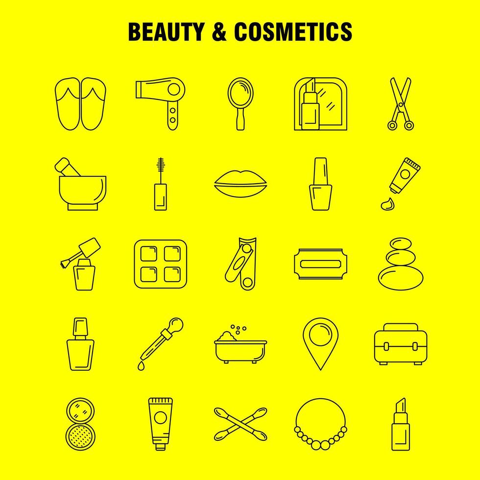 icono de línea de belleza y cosmética para impresión web y kit de uxui móvil, como collar de joyas, labios presentes, boca cosmética, ropa de belleza, paquete de pictogramas vector