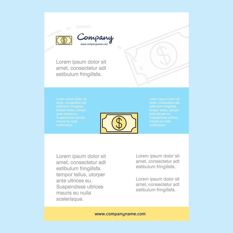 Template layout for Dollar comany profile annual report presentations leaflet Brochure Vector Background