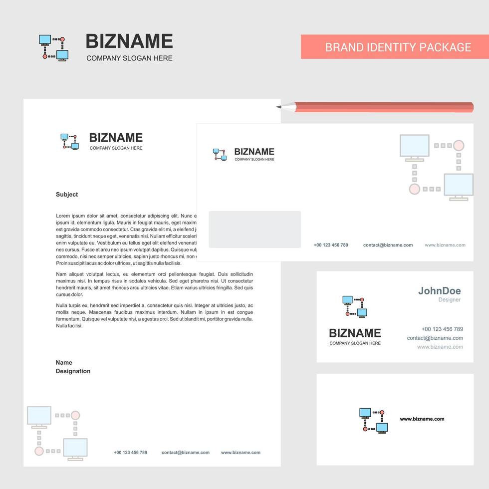 Computer networks Business Letterhead Envelope and visiting Card Design vector template