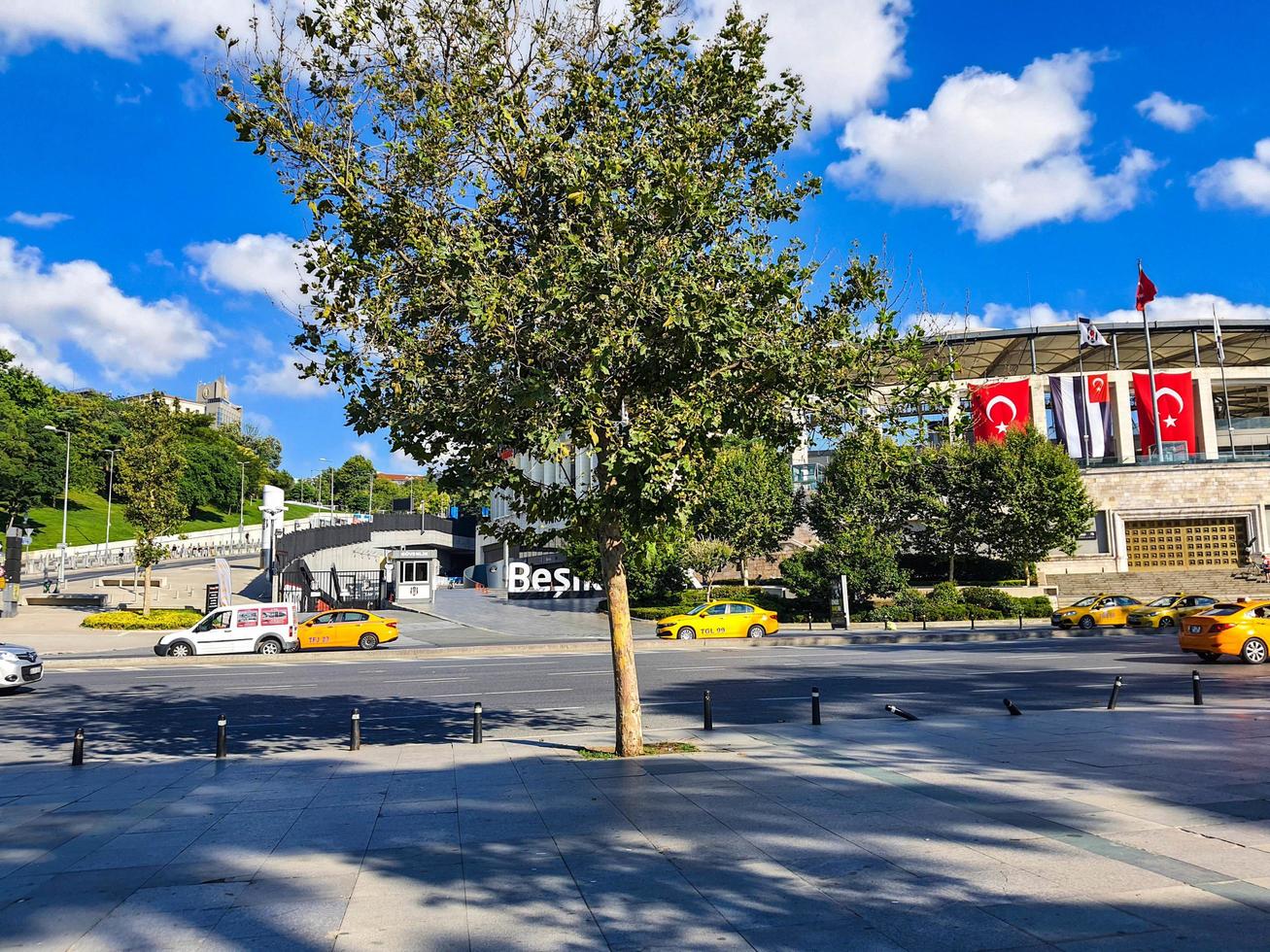 Turkey on July 2022. Traffic around the road in front of Vodafone Park. Vodafone park is a multi-purpose stadium which is home to Besiktas JK. photo