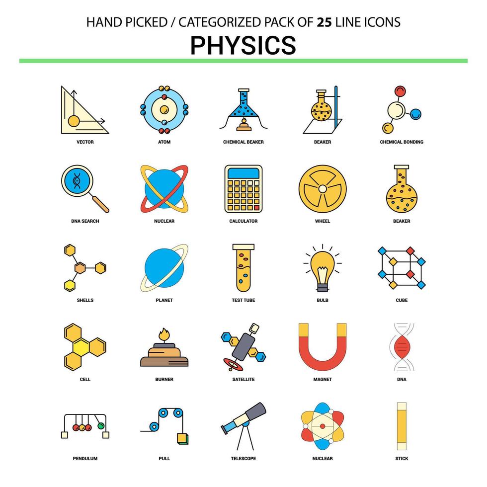 Physics Flat Line Icon Set Business Concept Icons Design vector