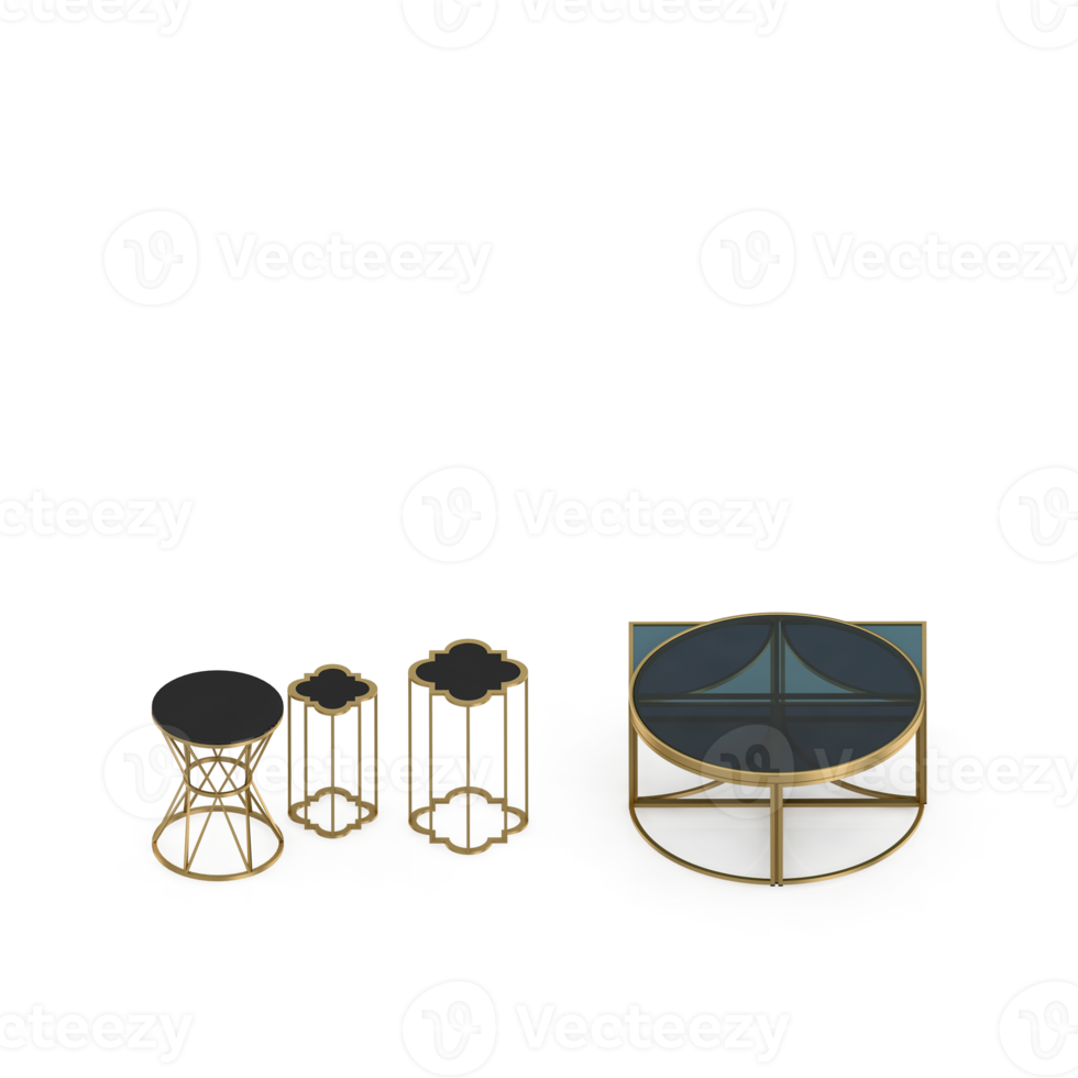 Isometric Table Set 3D render png
