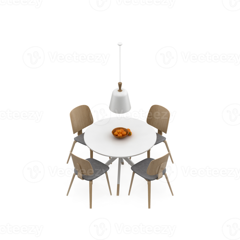 Isometric Table Set 3D render png
