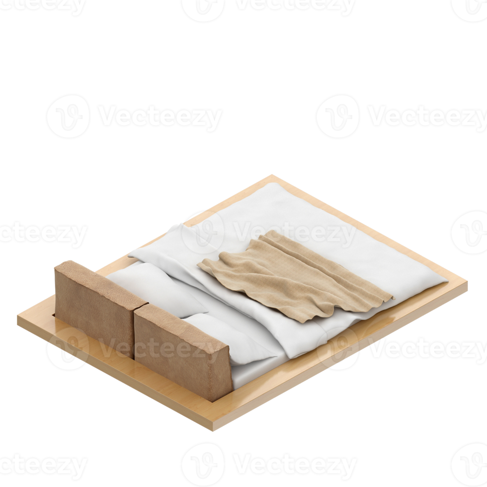 Isometric Bedroom 3D render png