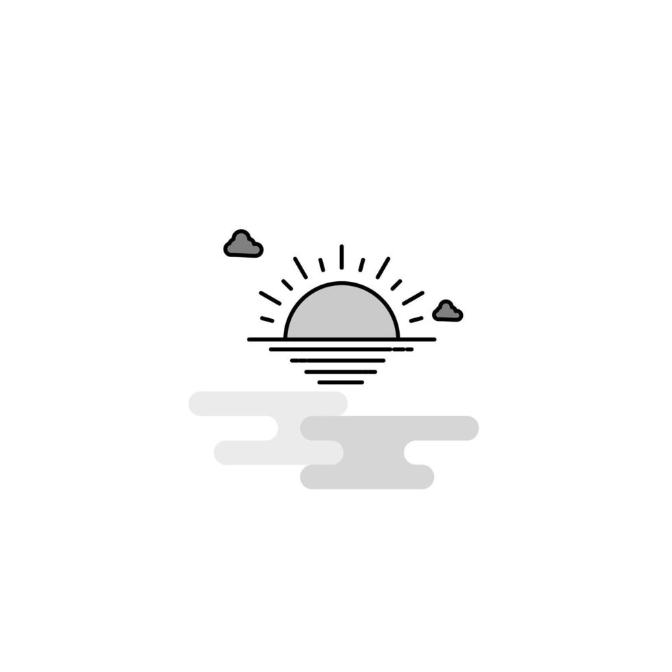 Sunset Web Icon Flat Line Filled Gray Icon Vector
