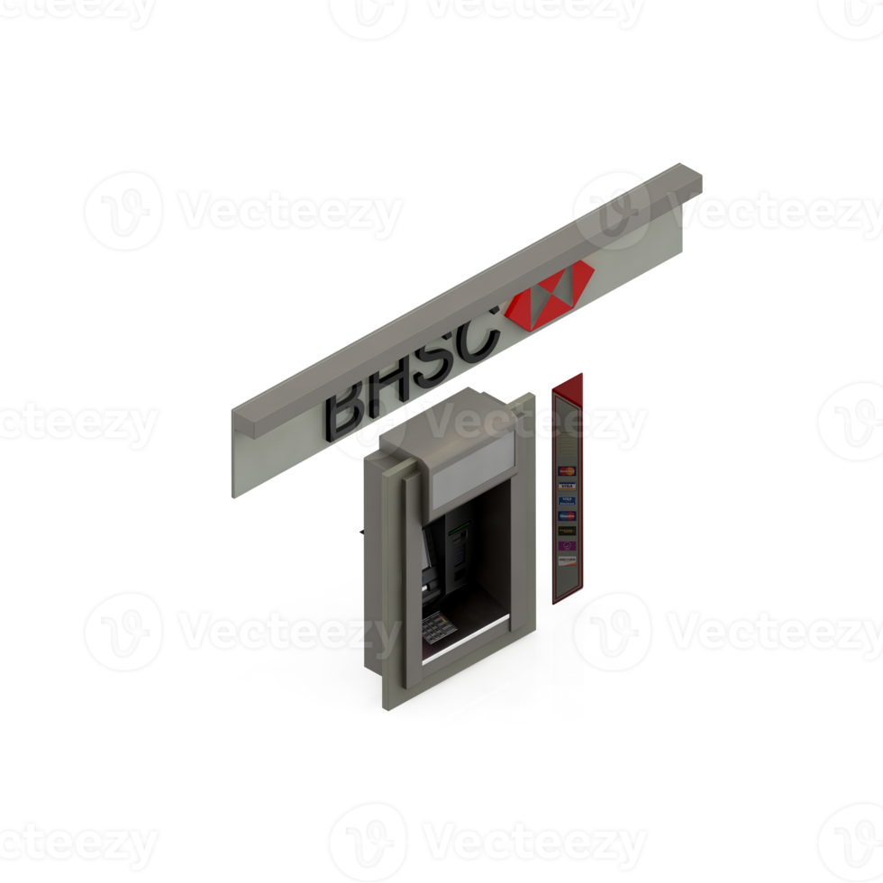 Isometric ATM 3D render png