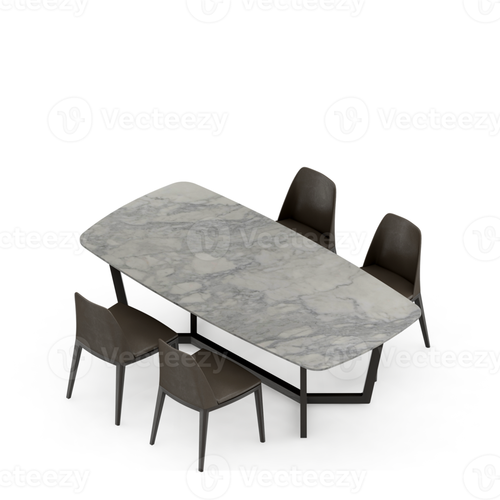 Isometric Table Set 3D render png