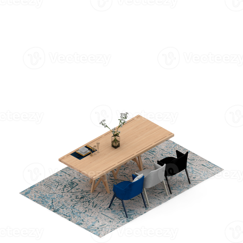 Isometric Table 3D render png