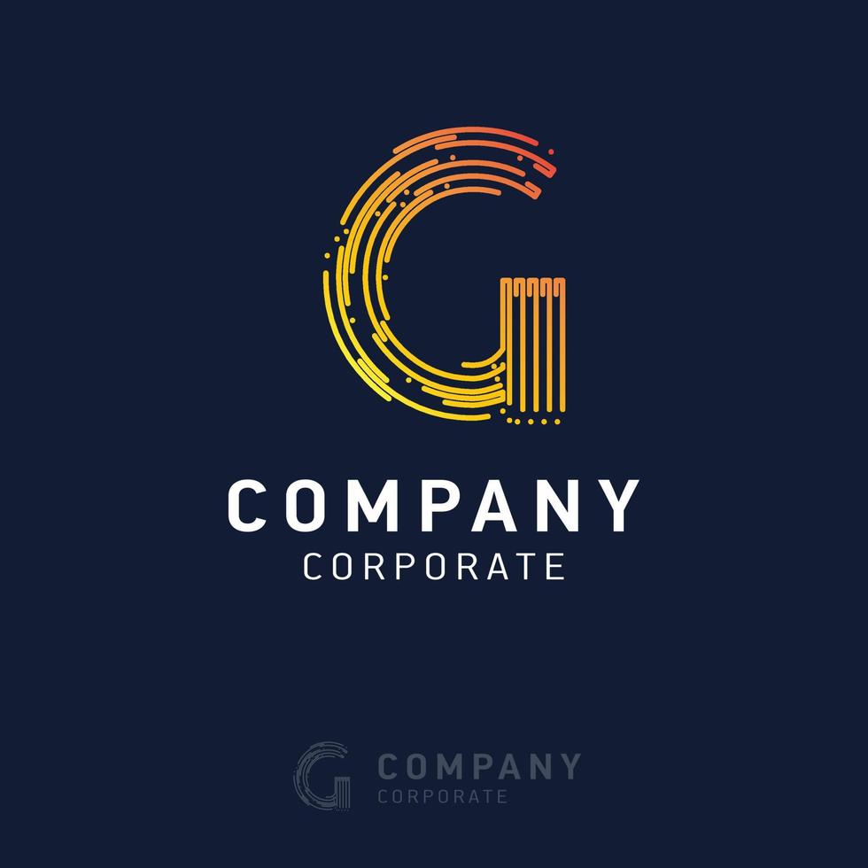 diseño de logotipo de empresa g con vector de tarjeta de visita