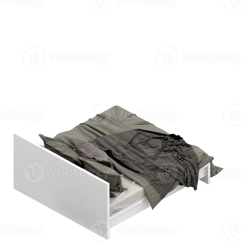 Isometric Bedroom 3D render png