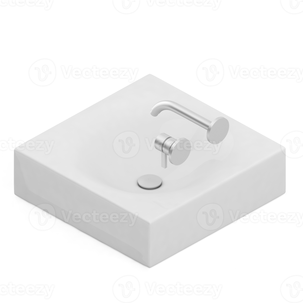 Isometric bathroom items 3D isolated render png
