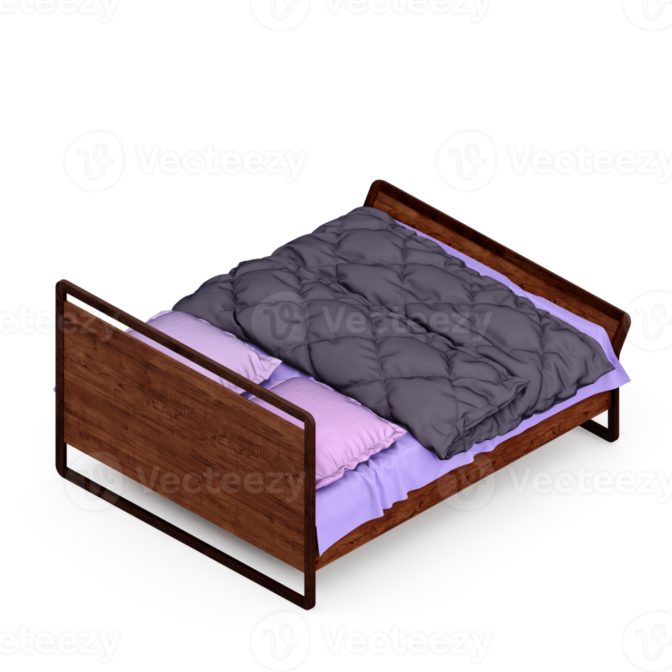 Isometric Bedroom 3D render png