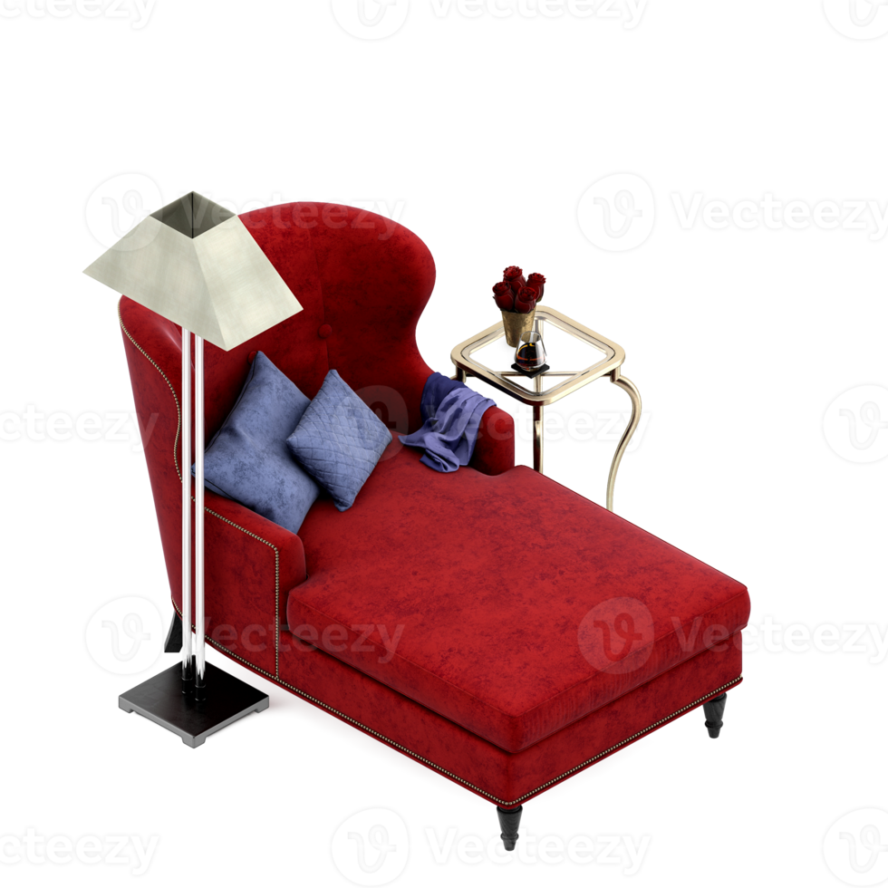Isometric Armchair Isolated 3D render png
