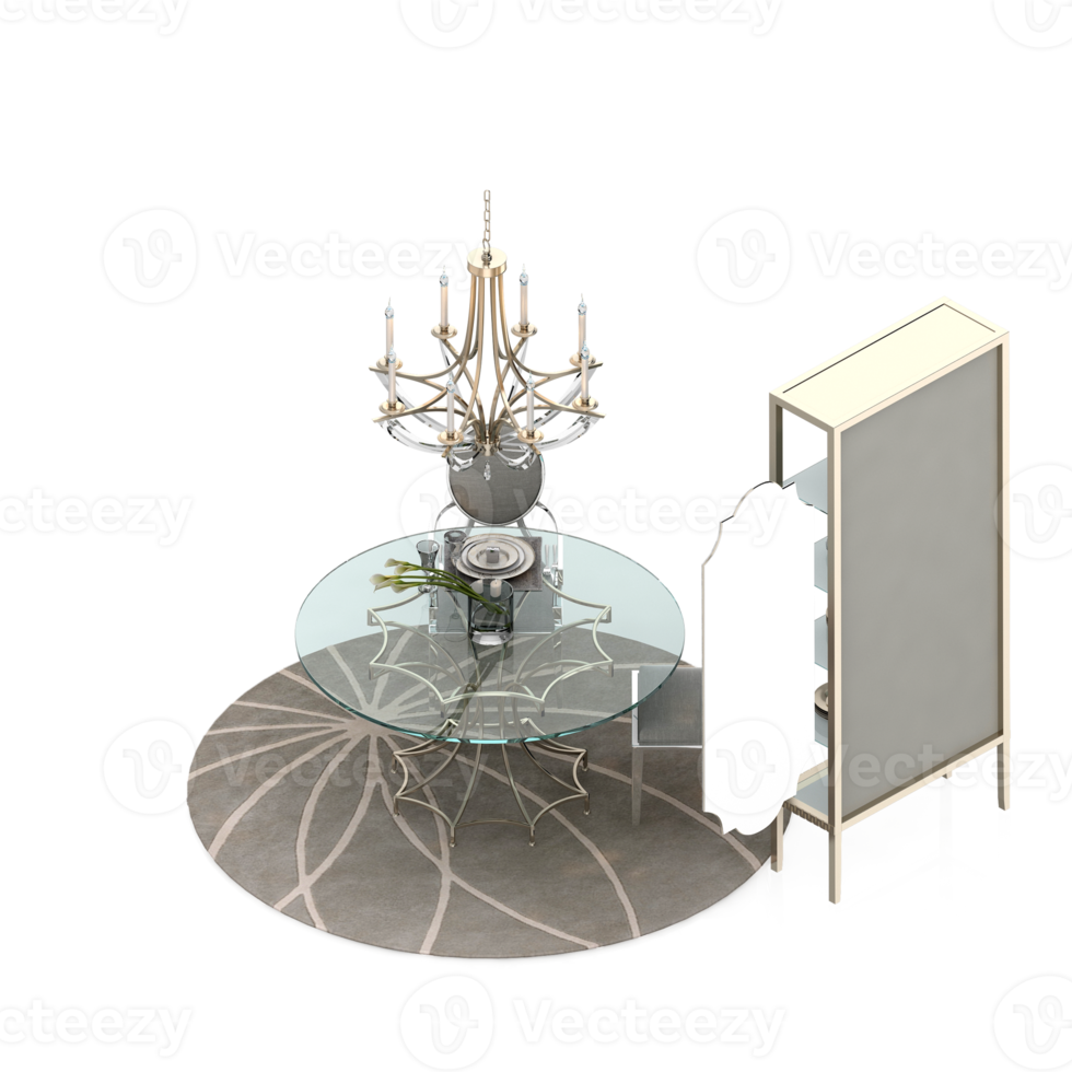 render 3d de mesa isométrica png